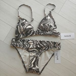 HURLEY NEW 2 piece Bikini Black & White Swirl Design